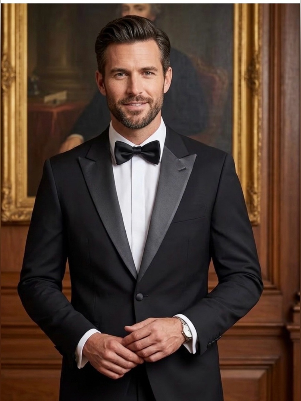 Vintage IL Canto Black Formal Tuxedo Blazer – Satin Peak Lapels  - Size 42L